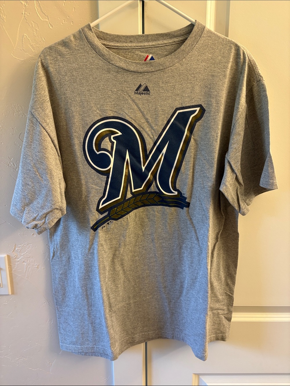 Milwaukee Brewers M Logo Tee with Navy and Gold Accents